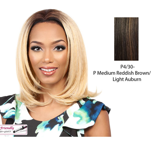 Synthetic Futura Half Wig Coloma,Medium brown base with light auburn highlights