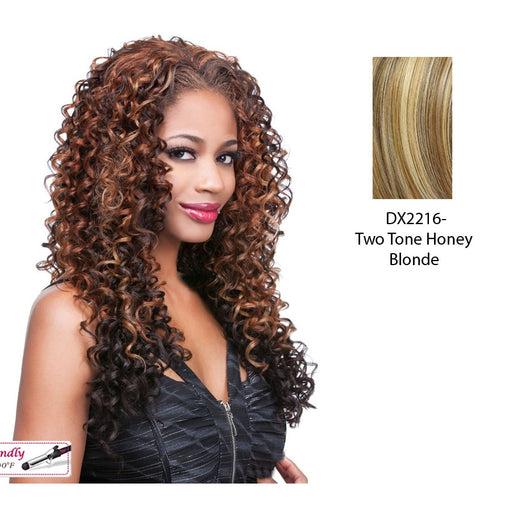 Iron Friendly Hw Half Wig Denise,Two tone frost blend of strawberry blonde layer over with honey blonde bottom