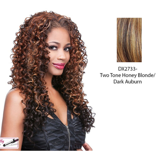 Iron Friendly Hw Half Wig Denise,Two tone frost blend of strawberry blonde layer over dark auburn bottom