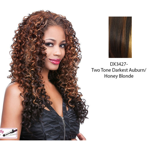 Iron Friendly Hw Half Wig Denise,Two tone frost blend of darkest auburn and strawberry blonde