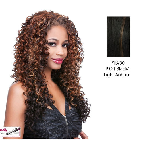 Iron Friendly Hw Half Wig Denise,Off black base with light auburn highlights