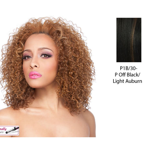 Futura Synthetic Half Wig Ellie,Off black base with light auburn highlights
