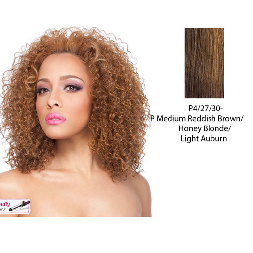 Futura Synthetic Half Wig Ellie,Streaked blend of medium brown, strawberry blonde, and light auburn