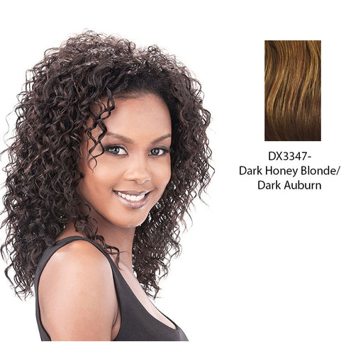 Premium Quality Half Wig Fame,Two tone frost blend of dark honey blonde layer on top over dark auburn bottom
