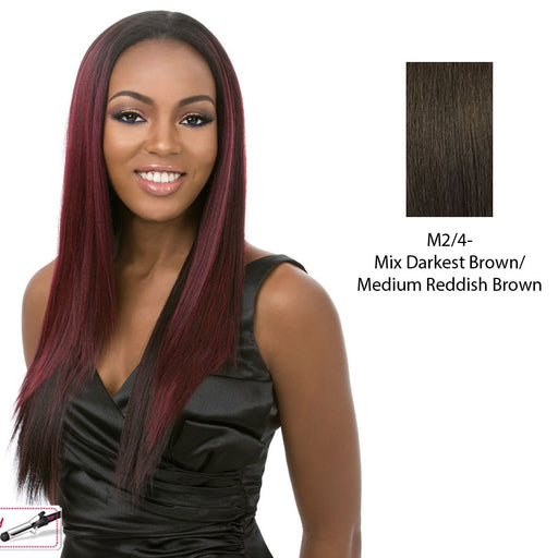 Iron Friendly Half Wig Favor,Mix of darkest brown and medium brown