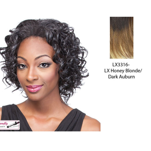 Synthetic Half Wig Grace,Two tone frost blend of dark auburn layer over honey blonde bottom