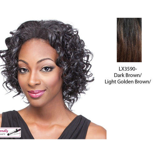 Synthetic Half Wig Grace,Two tone frost blend of dark brown layer over light golden brown bottom