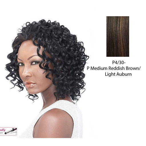 High Heat Resistant Synthetic Futura Curly Half Wig Jessica,Medium brown base with light auburn highlights