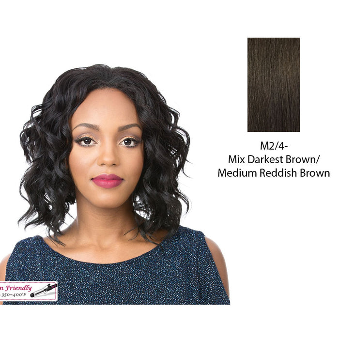 Premium Synthetic Tongable Curly Half Wig Kass,Mix of darkest brown and medium brown