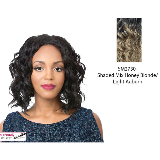 Premium Synthetic Tongable Curly Half Wig Kass,Two tone off black/strawberry blonde/light auburn