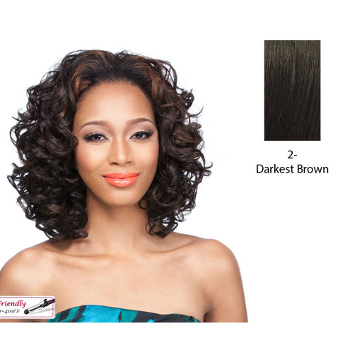 Luscious Texture Synthetic Medium Length Half Wig Laurie,Darkest brown