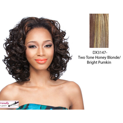 Luscious Texture Synthetic Medium Length Half Wig Laurie,Two tone frost blend of strawberry blonde and bright pumpkin layer over gold light auburn bottom