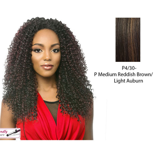 Mirabell Synthetic Premium Long, Curly Texture Half Wig,Medium brown base with light auburn highlights