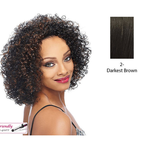 Deep Curly Futura Synthetic High Heat Resistant Half Wig Natasha,Darkest brown