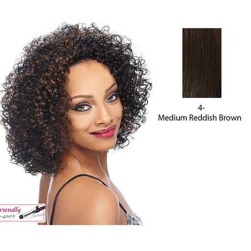 Deep Curly Futura Synthetic High Heat Resistant Half Wig Natasha,Dark brown