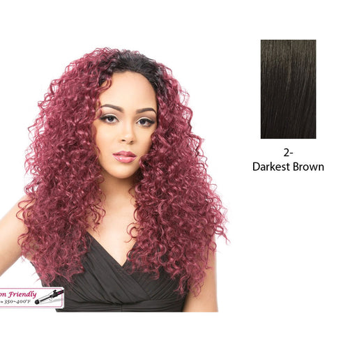 Premium Synthetic Hair Half Wig Long Curly Novia,Darkest brown