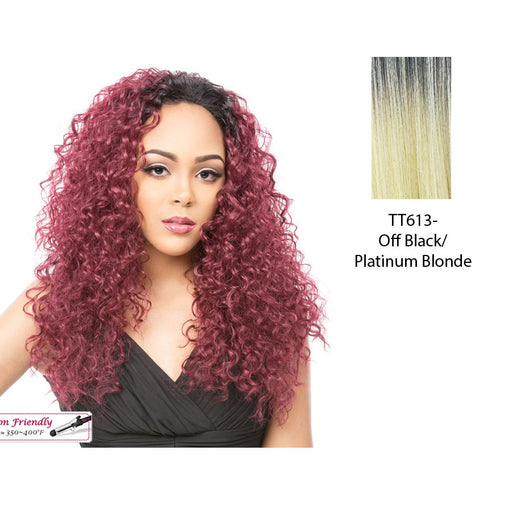 Premium Synthetic Hair Half Wig Long Curly Novia,Platinum blonde with dark roots