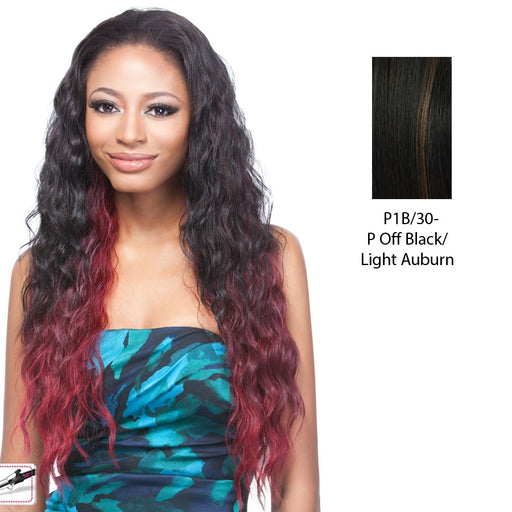 Futura Synthetic Half Wig Long Wavy High Heat Resistant Runaway,Off black base with light auburn highlights