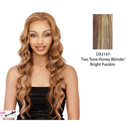 Synthetic Futura Half Wig Sasha,Two tone frost blend of strawberry blonde and bright pumpkin layer over gold light auburn bottom