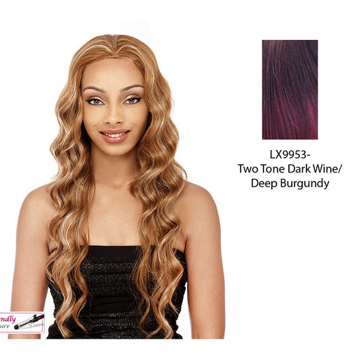 Futura Synthetic Half Wig Sasha,Two tone frost blend of dark wine layer over deep burgundy bottom