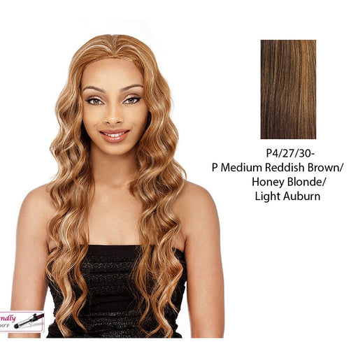 Futura Synthetic Half Wig Sasha,Streaked blend of medium brown, strawberry blonde, and light auburn