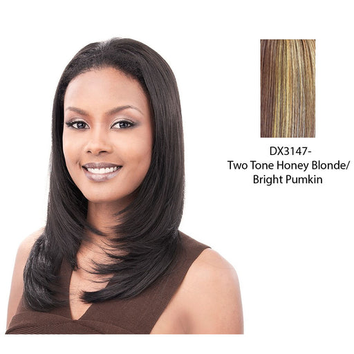 Premium Quality Hw Half Wig,Sheri,Two tone frost blend of strawberry blonde and bright pumpkin layer over gold light auburn bottom