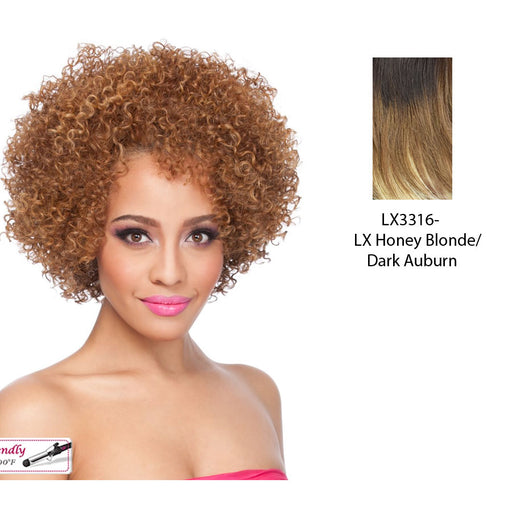 Sonie Heat Friendly Synthetic Half Wig,Two tone frost blend of dark auburn layer over honey blonde bottom