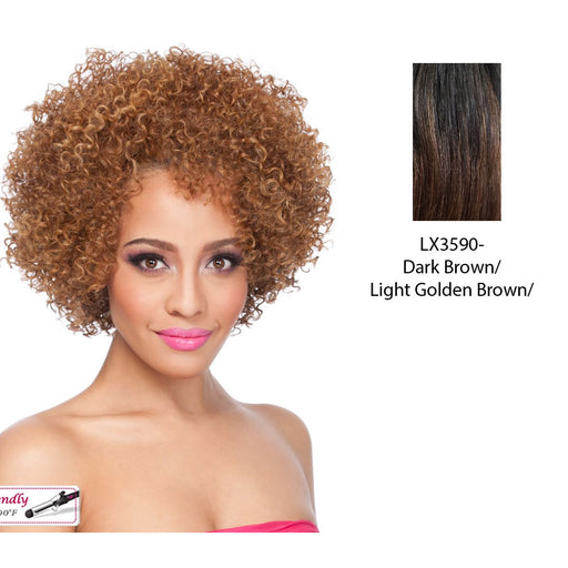 Sonie Heat Friendly Synthetic Half Wig,Two tone frost blend of dark brown layer over light golden brown bottom
