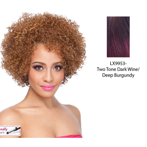 Sonie Heat Friendly Synthetic Half Wig,Two tone frost blend of dark wine layer over deep burgundy bottom