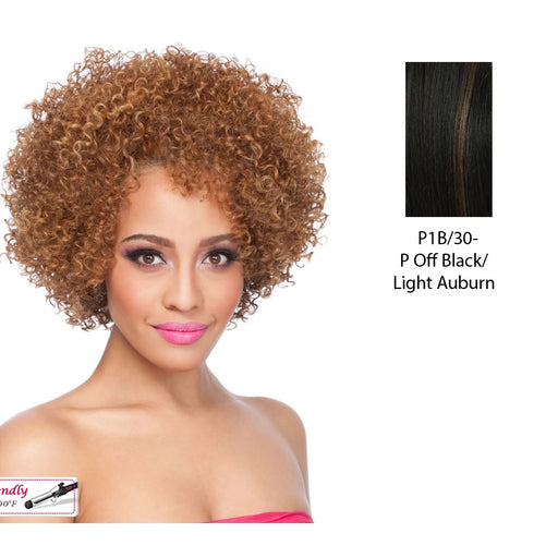 Sonie Heat Friendly Synthetic Half Wig,Off black base with light auburn highlights