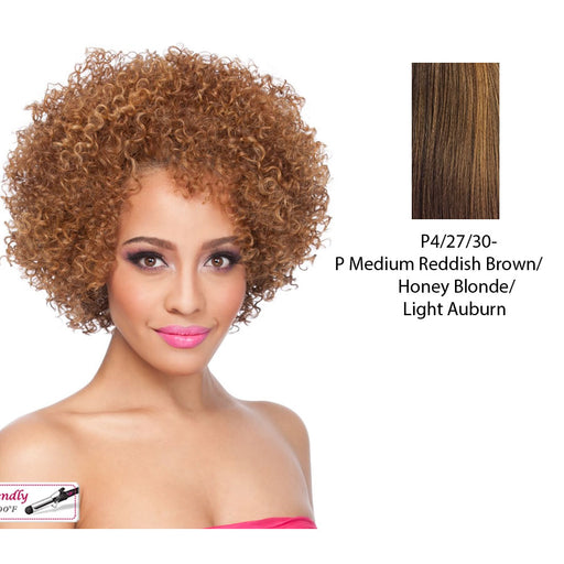 Sonie Heat Friendly Synthetic Half Wig,Streaked blend of medium brown, strawberry blonde, and light auburn