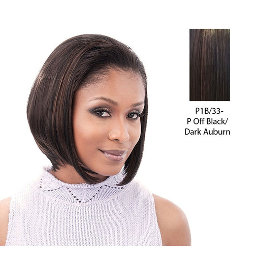 Synthetic Half Wig Sora,Off black base with dark auburn highlights