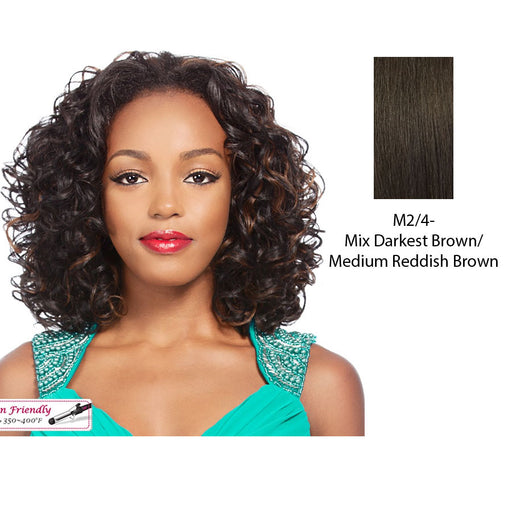 Iron Friendly Half Wig Tam,Mix of darkest brown and medium brown