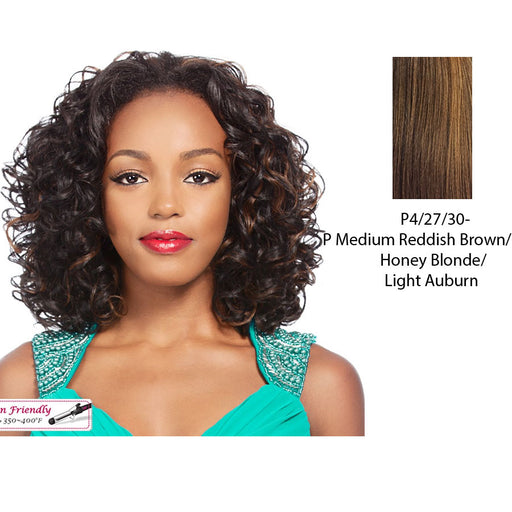 Iron Friendly Half Wig Tam,Streaked blend of medium brown, strawberry blonde, and light auburn