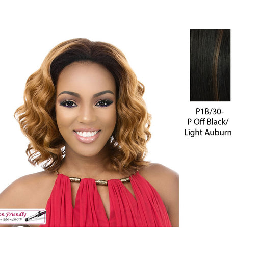 Synthetic Hair Half Wig Tullia,Off black base with light auburn highlights