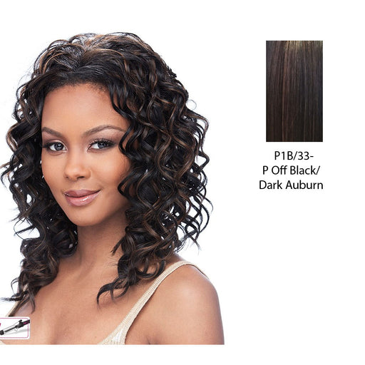Hw Paula Perfect Curls Half Wig Iron Friendly,Off black base with dark auburn highlights