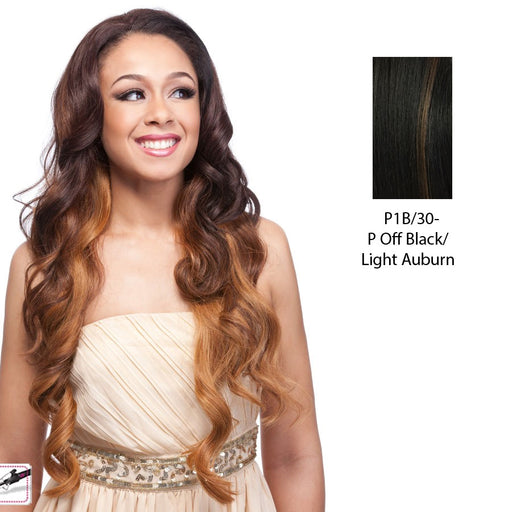 Futura Synthetic Half Wig Smooth,Off black base with light auburn highlights