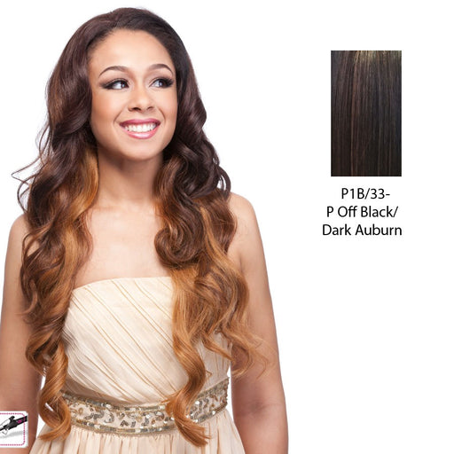 Futura Synthetic Half Wig Smooth,Off black base with dark auburn highlights