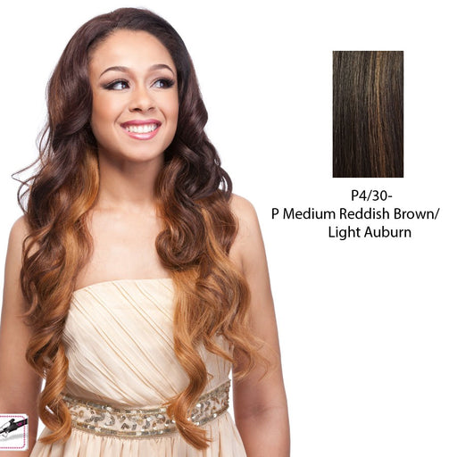 Futura Synthetic Half Wig Smooth,Medium brown base with light auburn highlights
