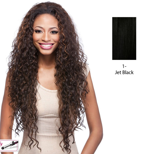 Synthetic Hair Half Wig Long Layered Curly Vantage,Black