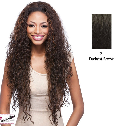 Synthetic Hair Half Wig Long Layered Curly Vantage,Darkest brown
