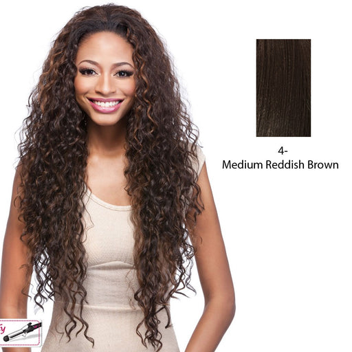 Synthetic Hair Half Wig Long Layered Curly Vantage,Dark brown