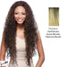 Synthetic Hair Half Wig Long Layered Curly Vantage,Dark brown roots with a blended mix of strawberry blonde and platinum blonde