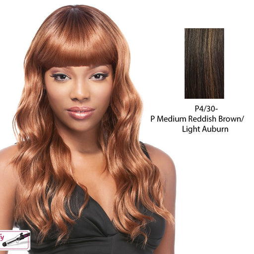 Synthetic Futura Friendly Lusciousl Addison Long Layered Wig,Medium brown base with light auburn highlights