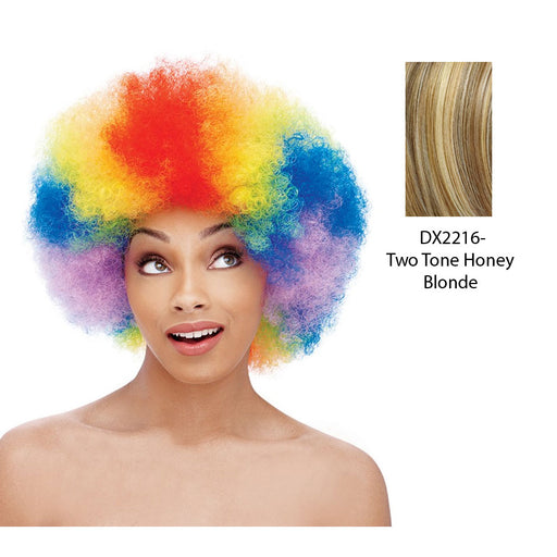 Premium Quality Curly Afro Synthetic Short Wig,Two tone frost blend of strawberry blonde layer over with honey blonde bottom