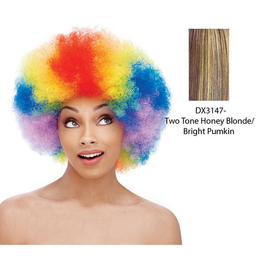 Premium Quality Curly Afro Synthetic Short Wig,Two tone frost blend of strawberry blonde and bright pumpkin layer over gold light auburn bottom