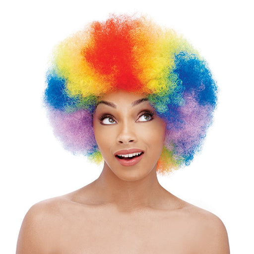 Premium Quality Curly Afro Synthetic Short Wig,Rainbow