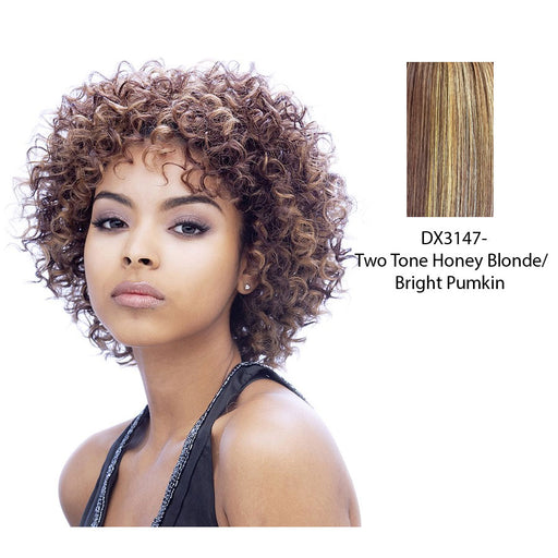 Naturally Curl Synthetic Medium Hair Wig Ann,Two tone frost blend of strawberry blonde and bright pumpkin layer over gold light auburn bottom