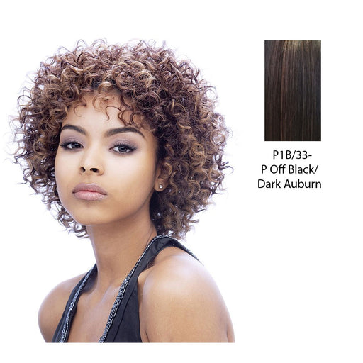 Naturally Curl Synthetic Medium Hair Wig Ann,Off black base with dark auburn highlights