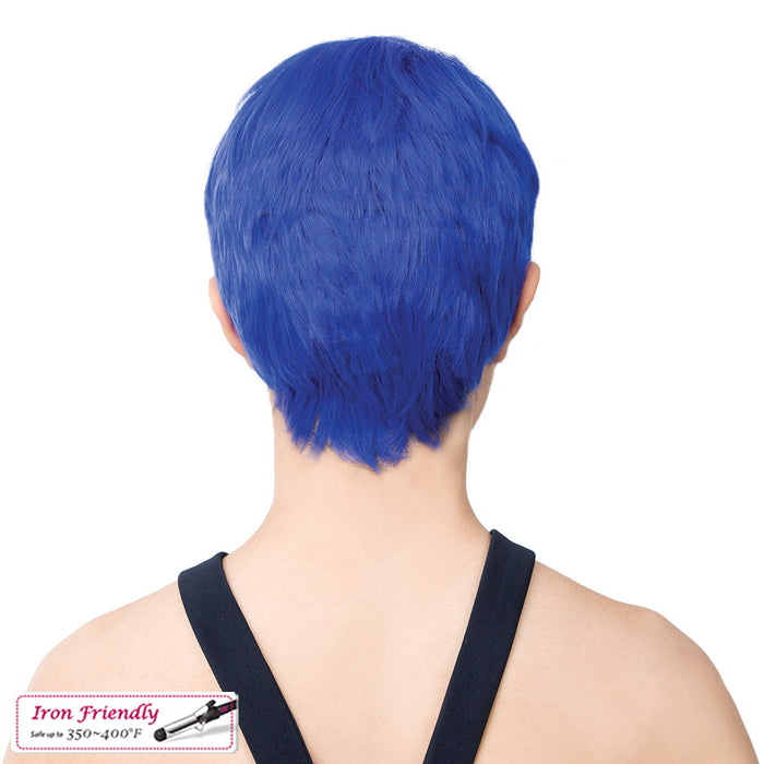 Synthetic Short Layered Pixie Cut Style Full Cap Wig Bebe,Blue